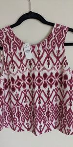 Loft, sleeveless ikat blouse with cutou